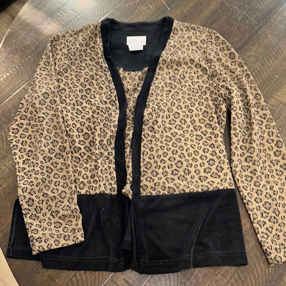 Nina Piccalino Leopard 2 in 1 luxury long sleeve cheetah print tanks w cardigan - Picture 6 of 16